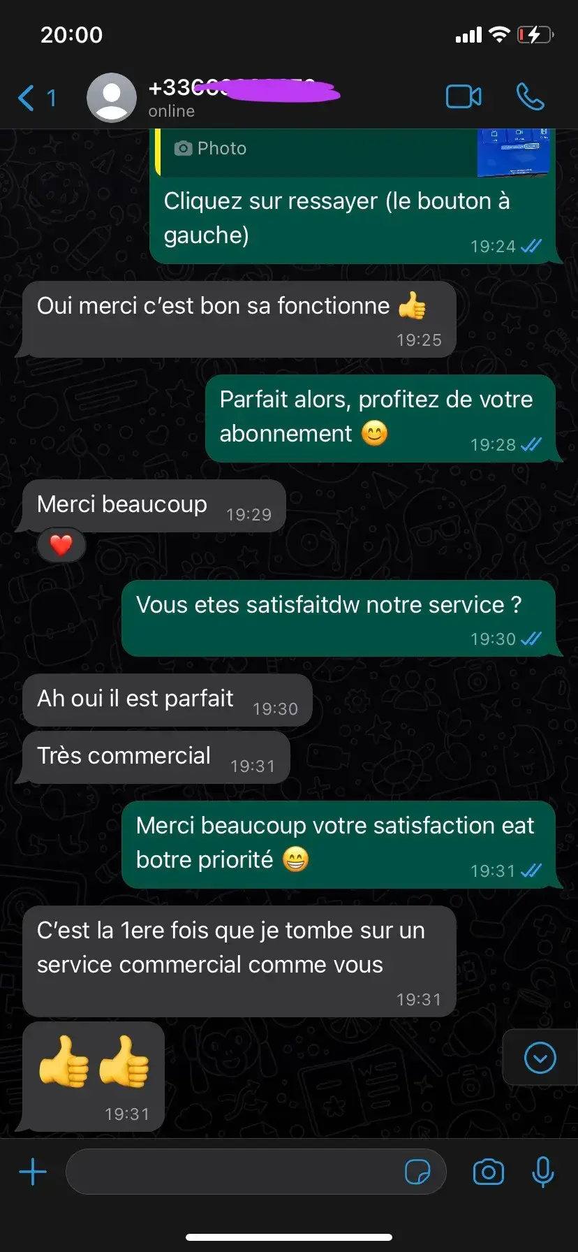 Strong8K customer review on WhatsApp